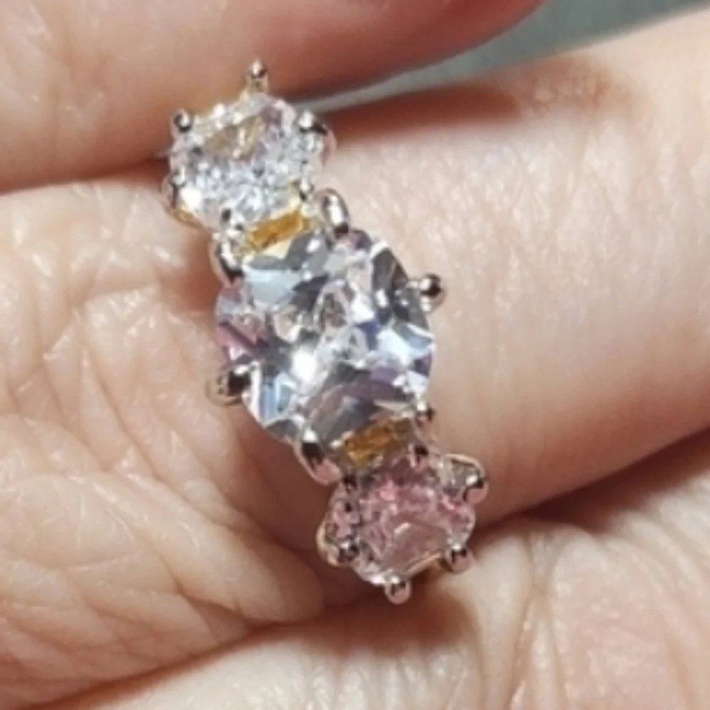 Goldtone Multi CZ Stone Ring
